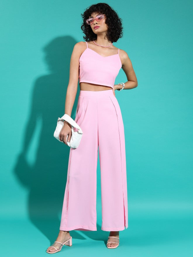 Tokyo Talkies Women Pink Top With Trouser - Pink - Image 1