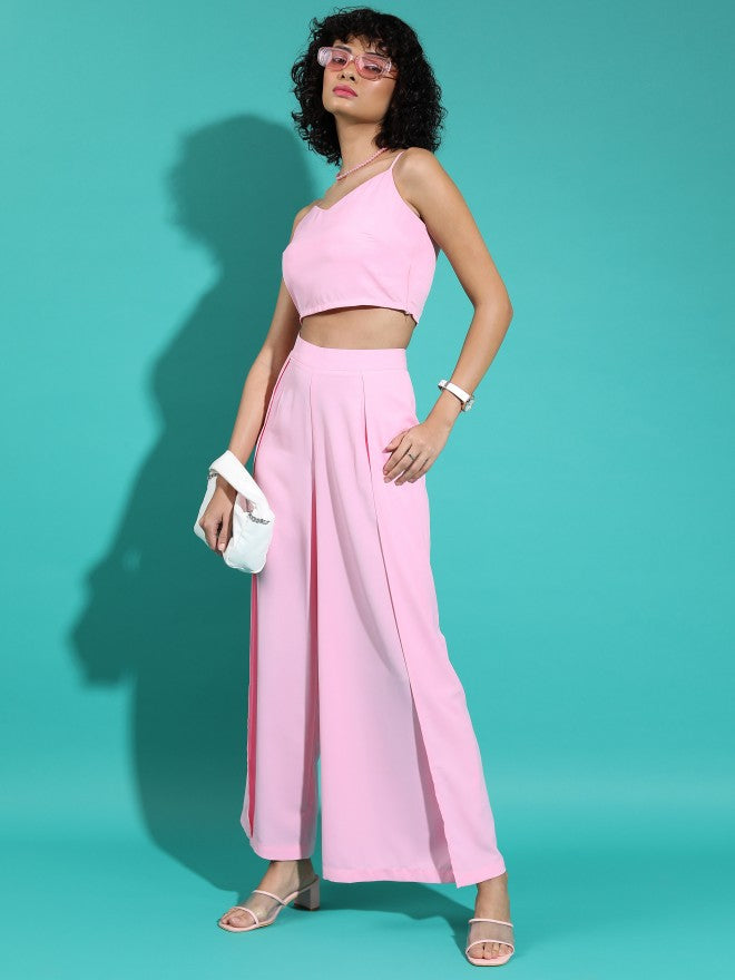Tokyo Talkies Women Pink Top With Trouser - Pink - Image 4