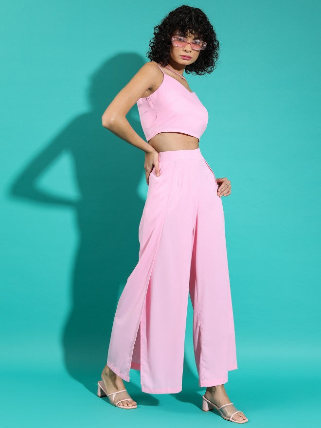 Tokyo Talkies Women Pink Top With Trouser - Pink - Image 6