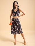 Tokyo Talkies Women Black/Pink Top With Skirt Co-Ords - Black - Image 1