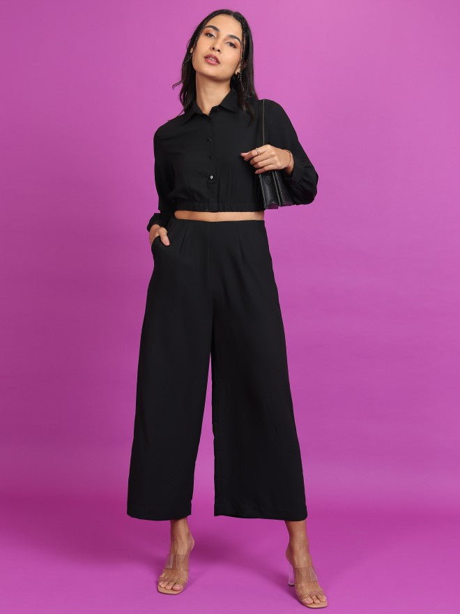 Tokyo Talkies Women Black Shirt With Trouser - Black - Image 1