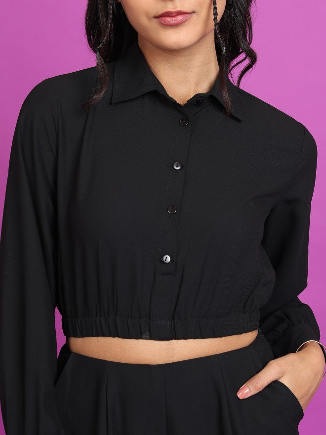Tokyo Talkies Women Black Shirt With Trouser - Black - Image 5