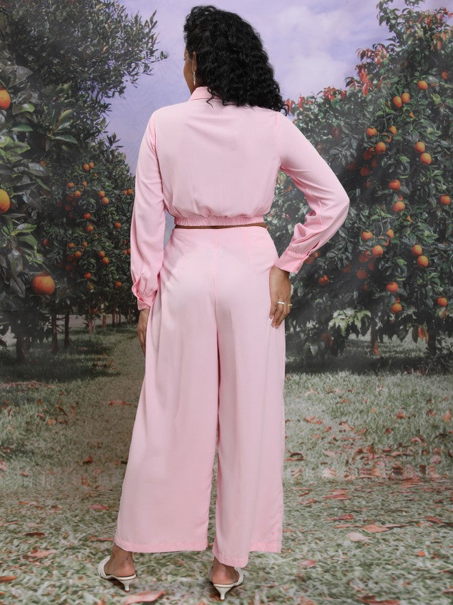 Tokyo Talkies Women Pink Top With Trouser Co-Ords - Pink - Image 3