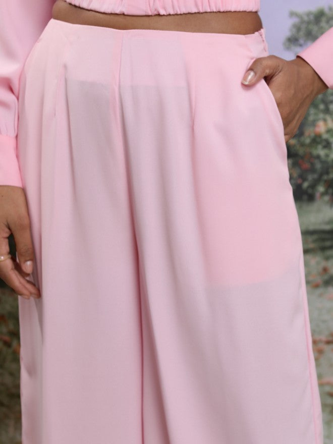 Tokyo Talkies Women Pink Top With Trouser Co-Ords - Pink - Image 6