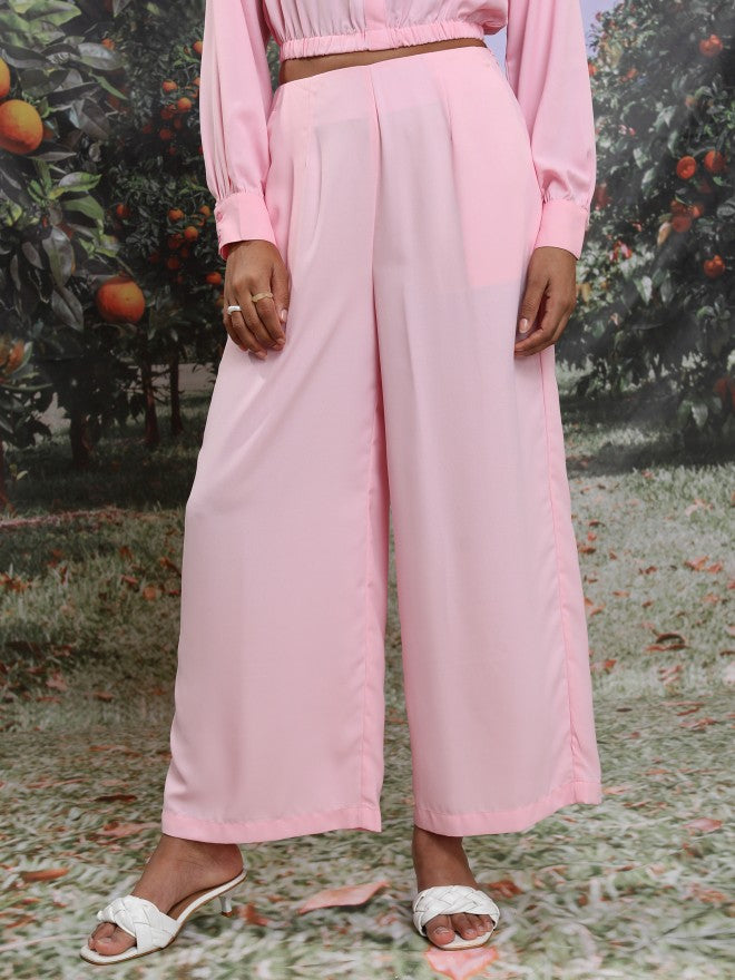 Tokyo Talkies Women Pink Top With Trouser Co-Ords - Pink - Image 7