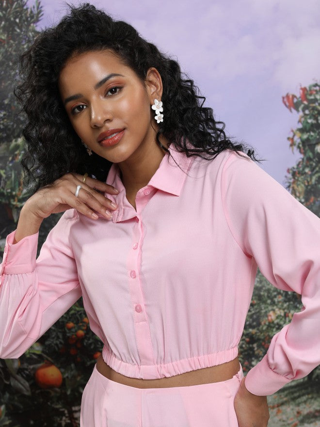 Tokyo Talkies Women Pink Top With Trouser Co-Ords - Pink - Image 8
