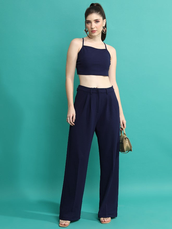 Tokyo Talkies Women Navy Blue Top With Trouser - Navy Blue - Image 1