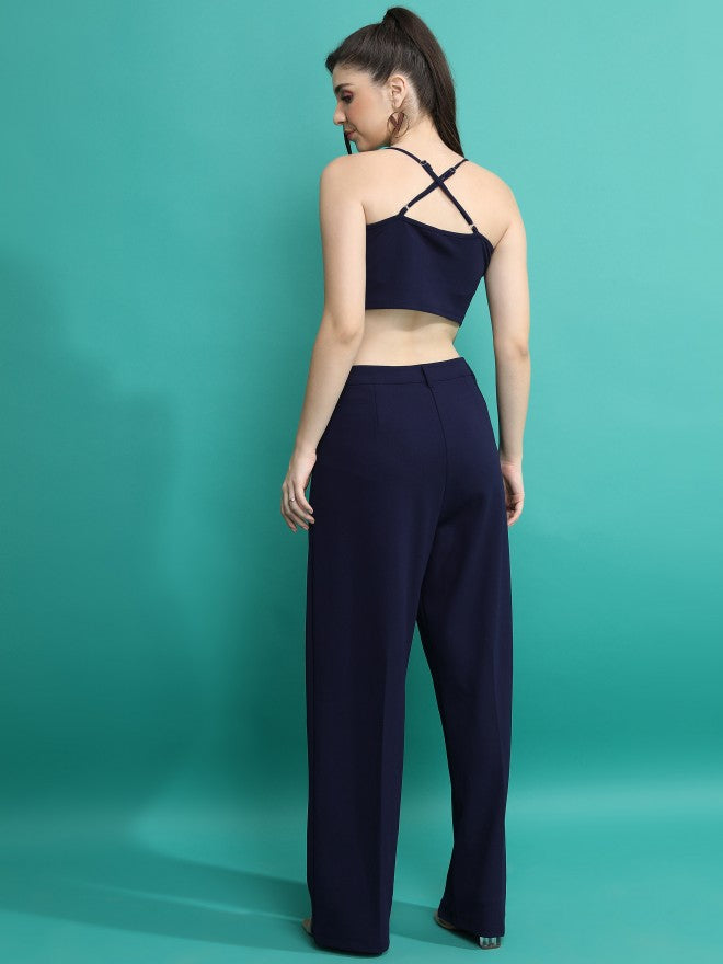 Tokyo Talkies Women Navy Blue Top With Trouser - Navy Blue - Image 3