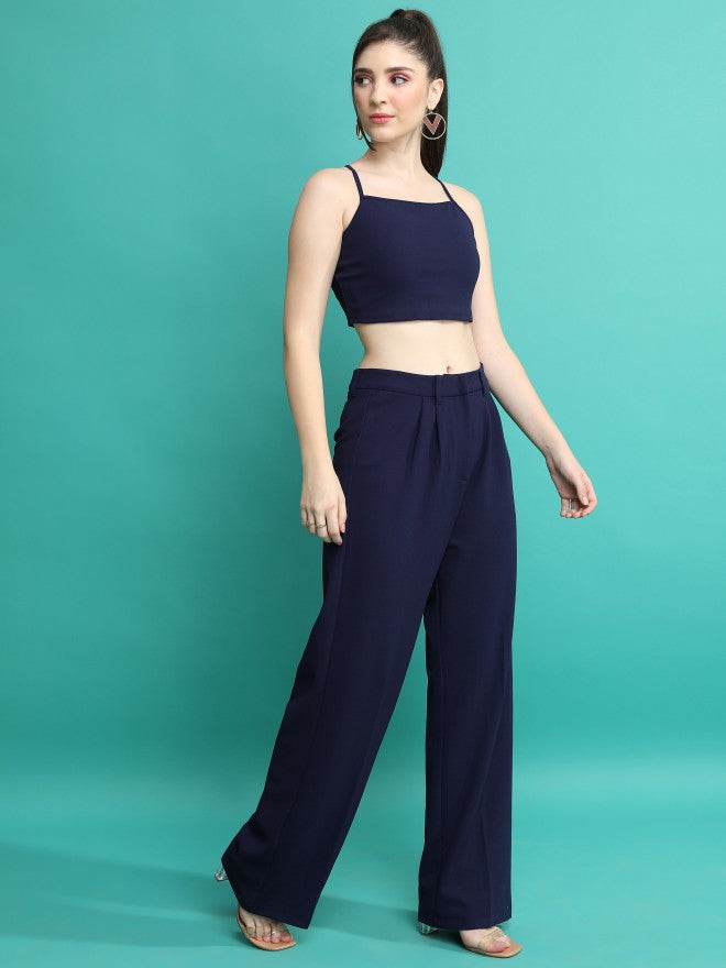 Tokyo Talkies Women Navy Blue Top With Trouser - Navy Blue - Image 4