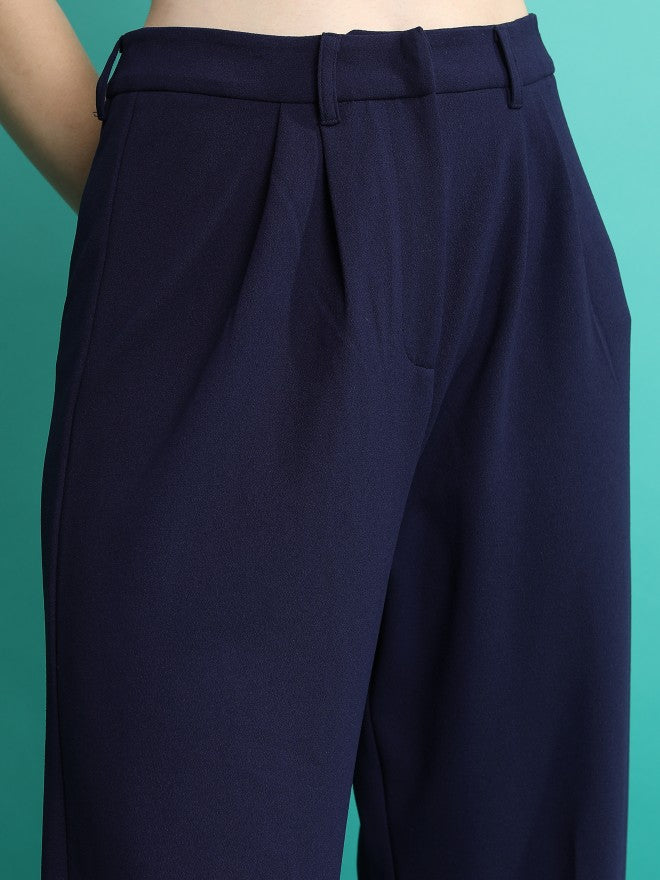 Tokyo Talkies Women Navy Blue Top With Trouser - Navy Blue - Image 6