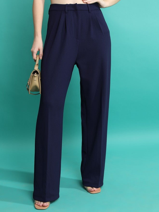 Tokyo Talkies Women Navy Blue Top With Trouser - Navy Blue - Image 7