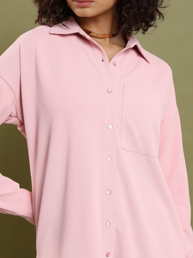 Tokyo Talkies Women Pink Shirt With Trouser - Pink - Image 5
