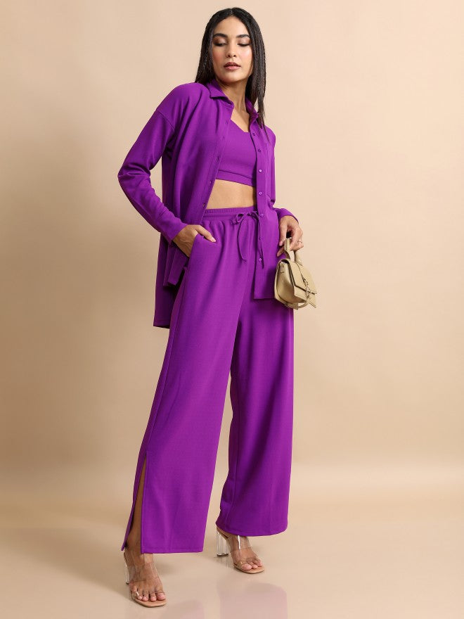 Tokyo Talkies Women Purple Shirt With Trouser - Purple - Image 1