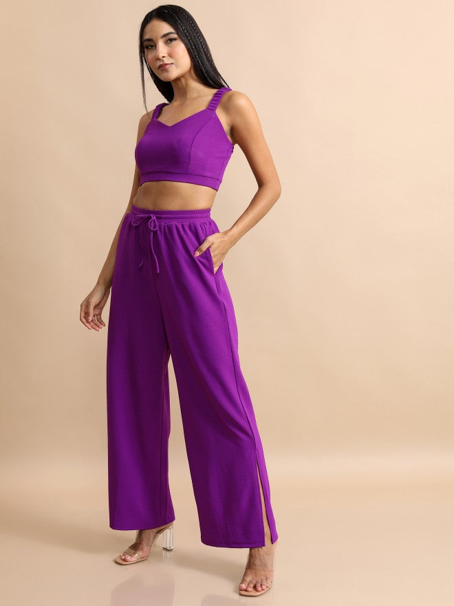 Tokyo Talkies Women Purple Shirt With Trouser - Purple - Image 2