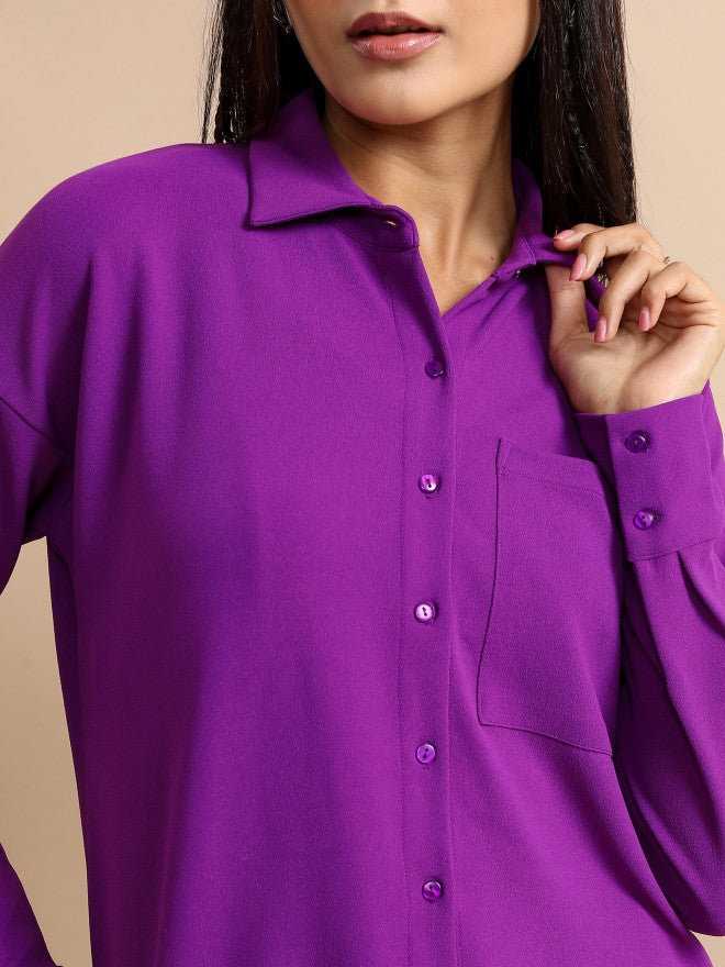 Tokyo Talkies Women Purple Shirt With Trouser - Purple - Image 5