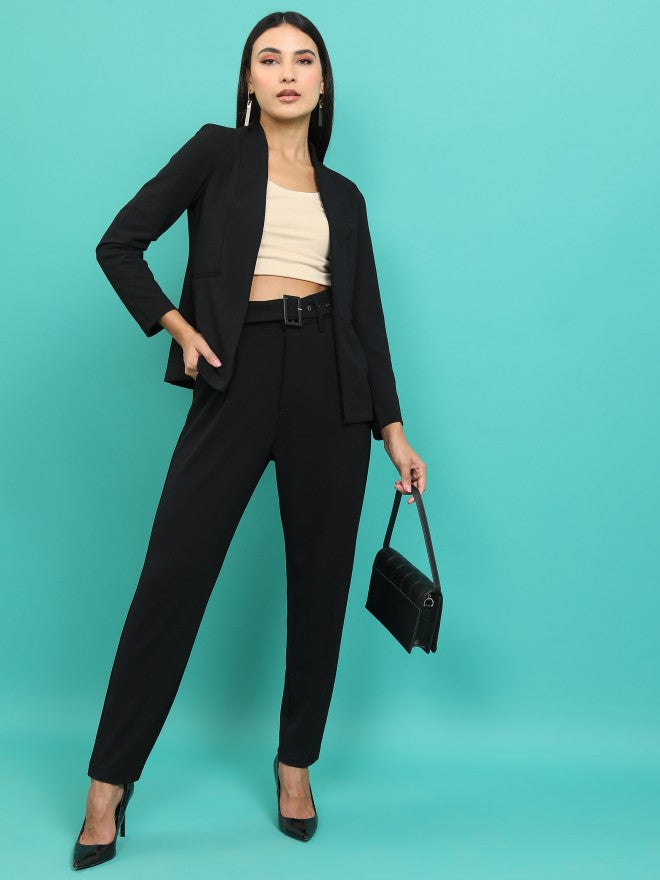 Tokyo Talkies Women Black Blazer With Trouser - Black - Image 1