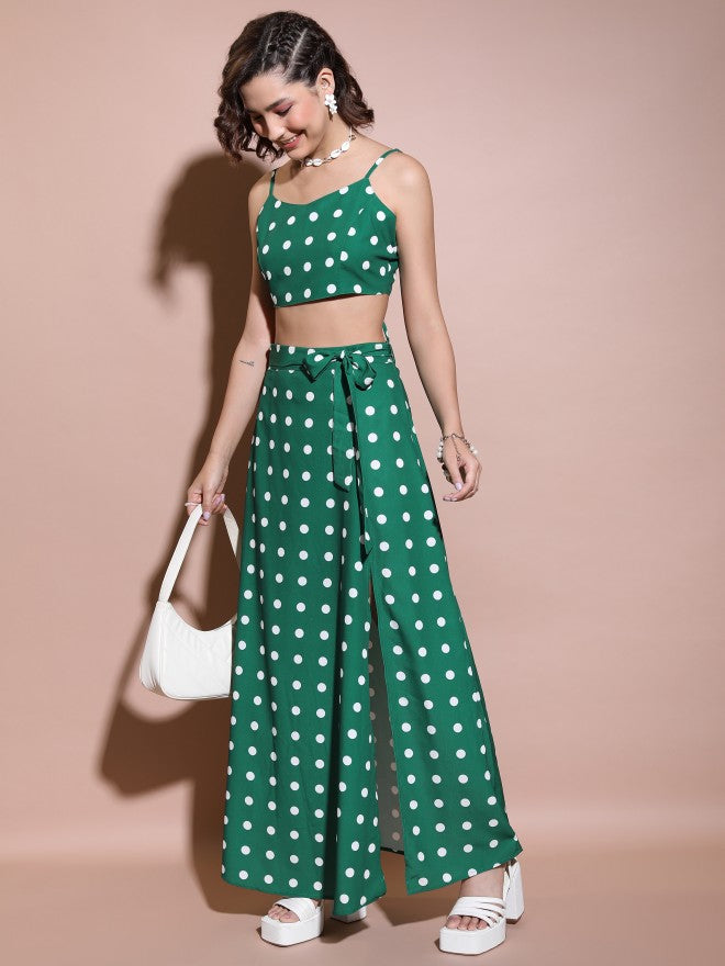 Tokyo Talkies Women Green Top With Trouser - Green - Image 2