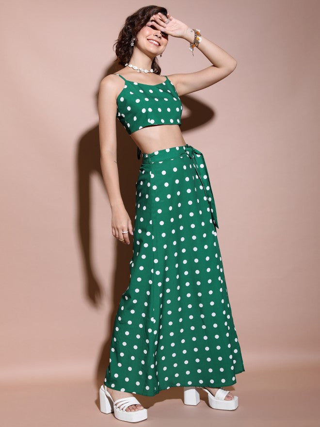Tokyo Talkies Women Green Top With Trouser - Green - Image 4