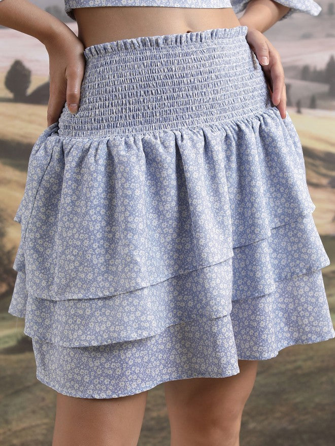 Tokyo Talkies Women Blue Top With Skirt Co-Ords - Blue - Image 6