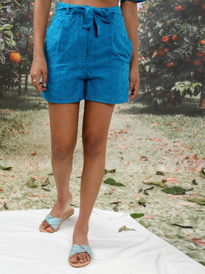 Tokyo Talkies Women Blue Top With Short - Blue - Image 8