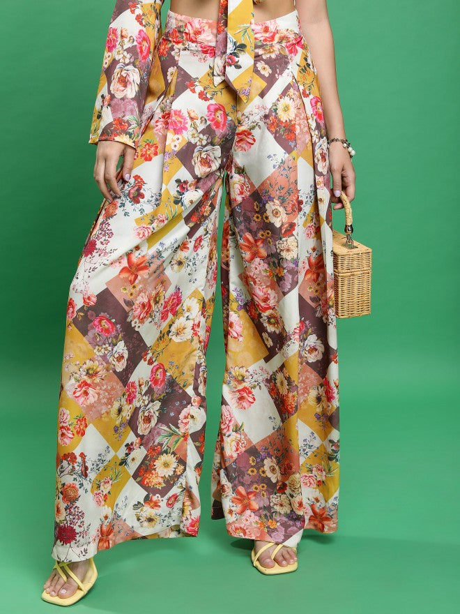 Tokyo Talkies Women Orange/Beige/Multi Top With Trouser Co-Ords - Orange - Image 8