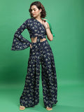 Tokyo Talkies Women Navy/Yellow/Multi Top With Trouser Co-Ords - Navy Blue - Image 1