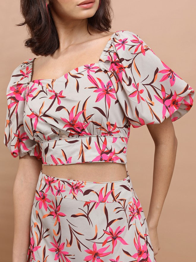 Tokyo Talkies Women Beige Top With Skirt - Beige - Image 5