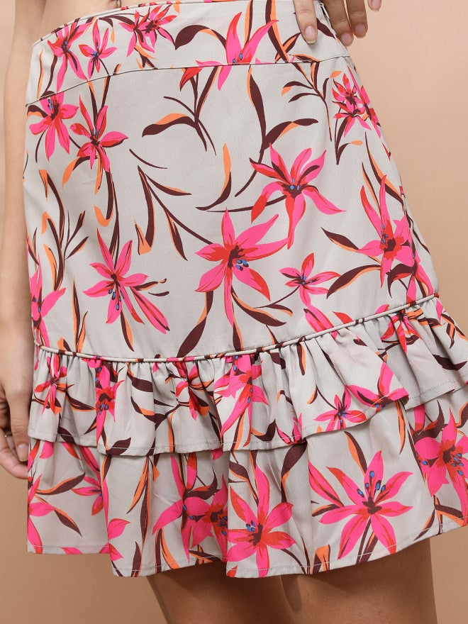Tokyo Talkies Women Beige Top With Skirt - Beige - Image 8