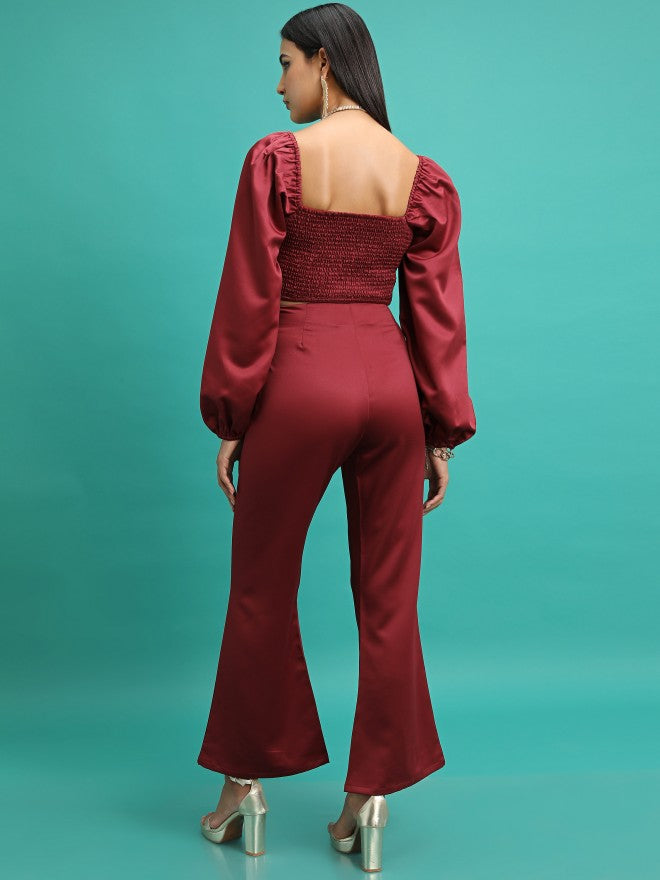 Tokyo Talkies Women Maroon Top With Trouser - Maroon - Image 3