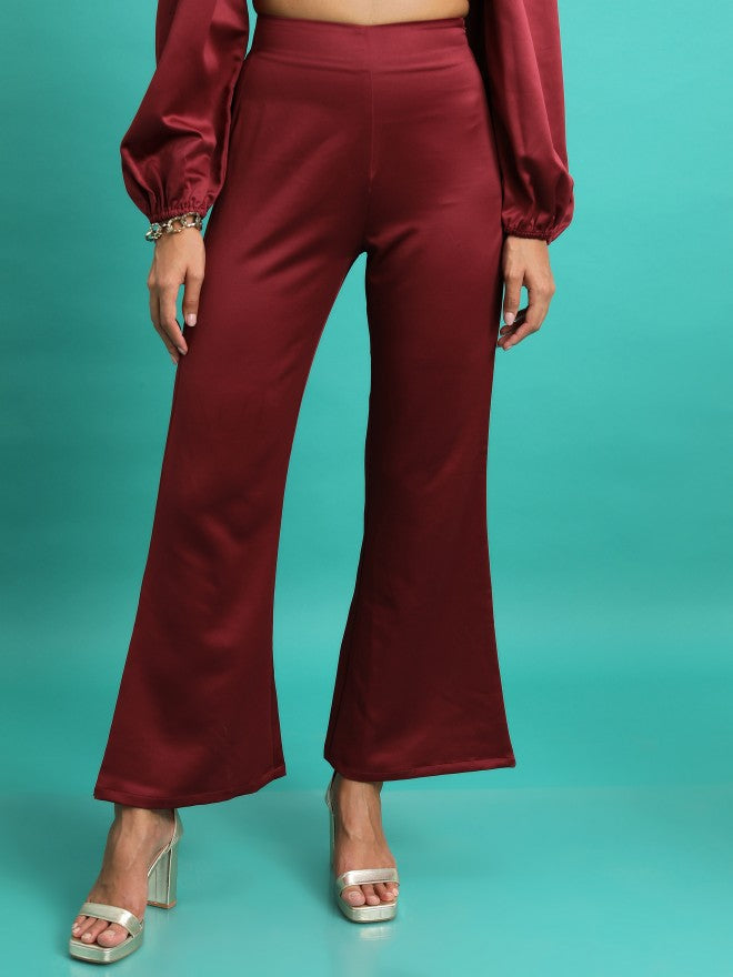 Tokyo Talkies Women Maroon Top With Trouser - Maroon - Image 7