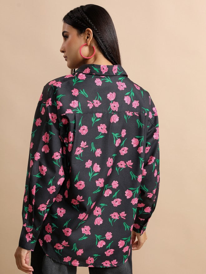 Tokyo Talkies Women Black Top With Shirt Co-Ords - Black - Image 3