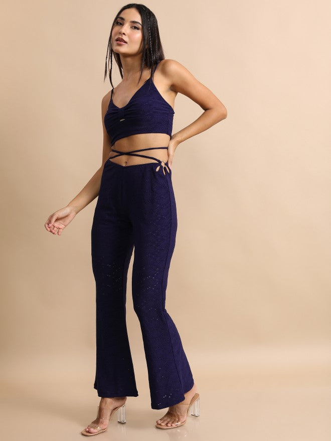 Tokyo Talkies Women Navy Blue Top With Trouser - Navy Blue - Image 2