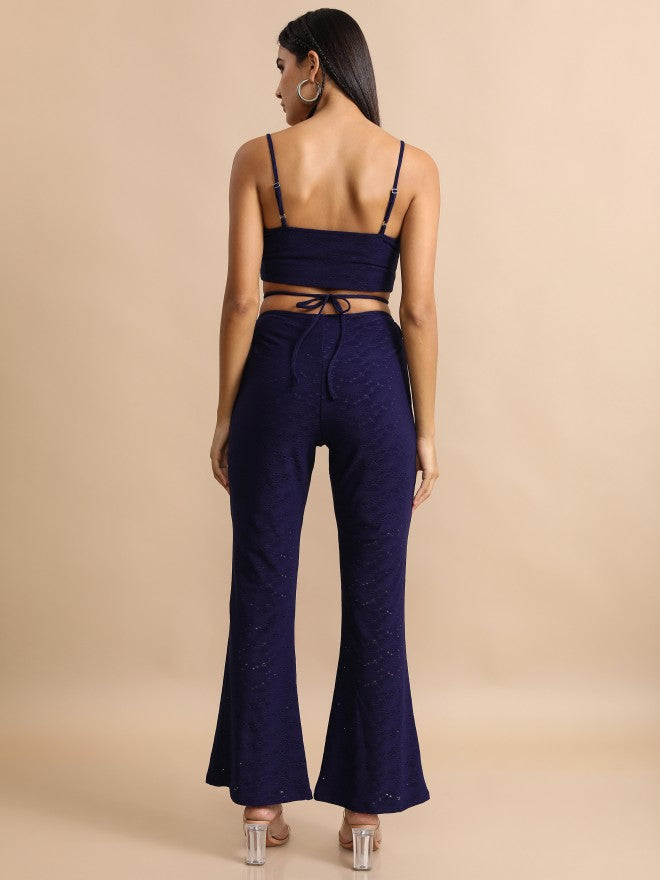 Tokyo Talkies Women Navy Blue Top With Trouser - Navy Blue - Image 3