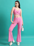 Tokyo Talkies Women Pink Top With Trousers Co-Ords - Pink - Image 1