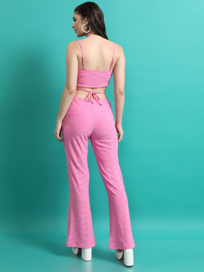 Tokyo Talkies Women Pink Top With Trousers Co-Ords - Pink - Image 3
