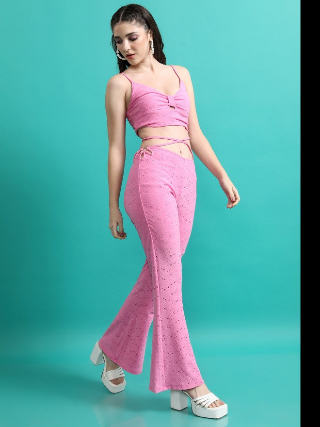 Tokyo Talkies Women Pink Top With Trousers Co-Ords - Pink - Image 6