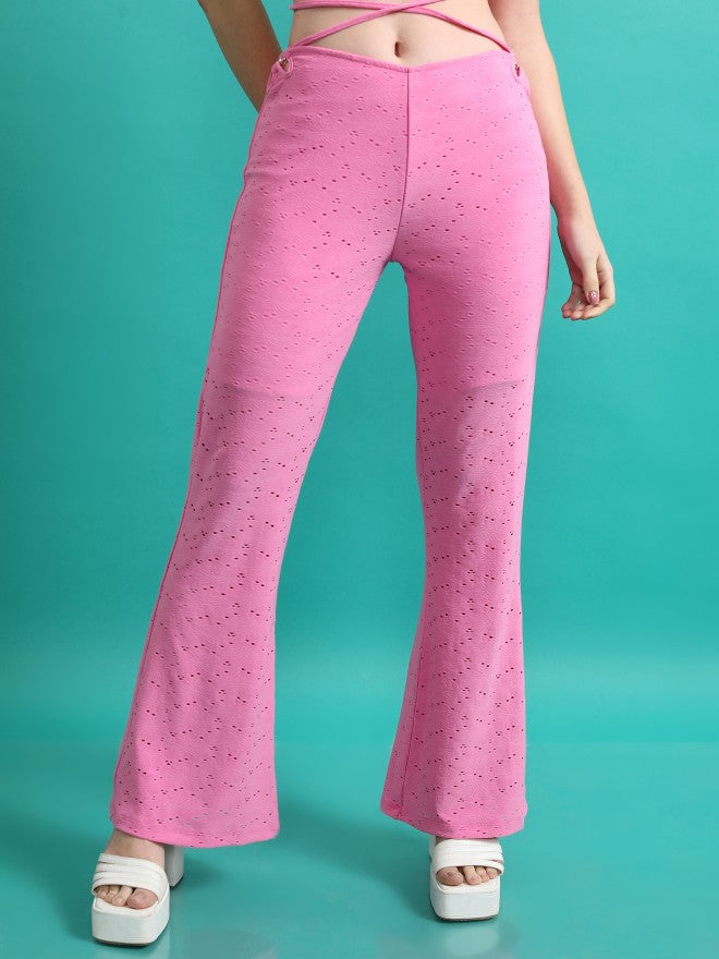 Tokyo Talkies Women Pink Top With Trousers Co-Ords - Pink - Image 8