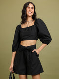 Tokyo Talkies Women Black Top With Short - Black - Image 1