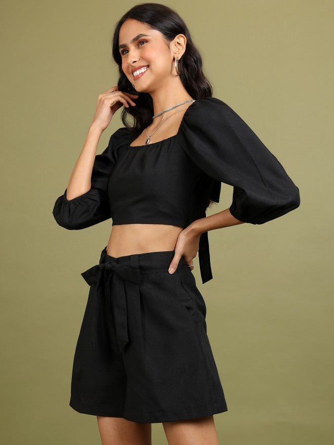 Tokyo Talkies Women Black Top With Short - Black - Image 4