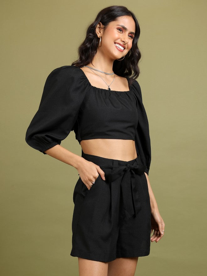 Tokyo Talkies Women Black Top With Short - Black - Image 6