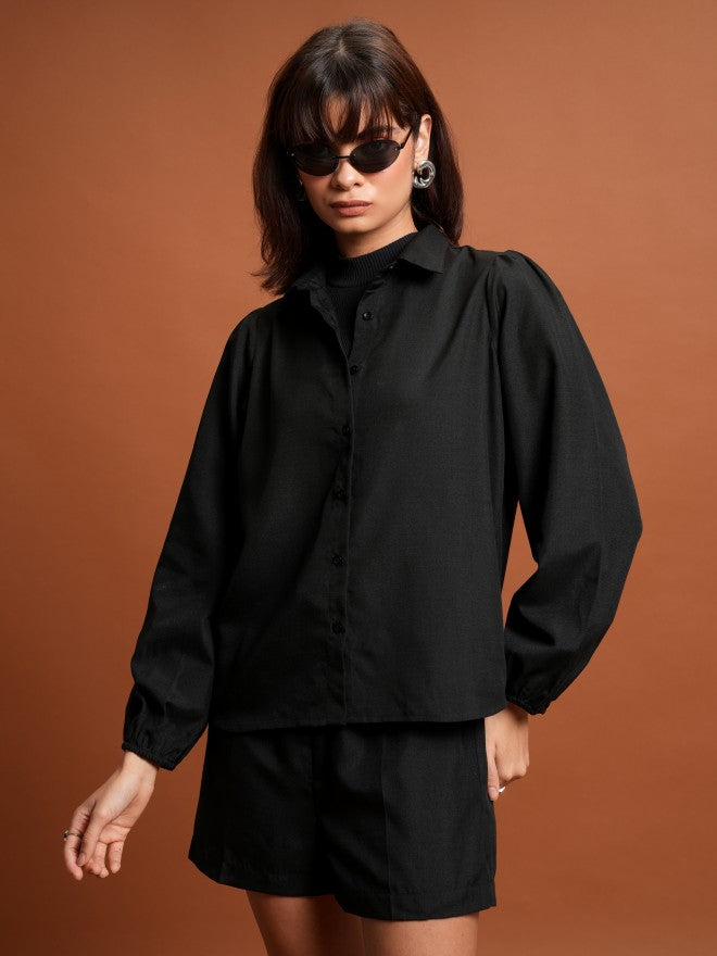 Tokyo Talkies Women Black Shirt With Short - Black - Image 1