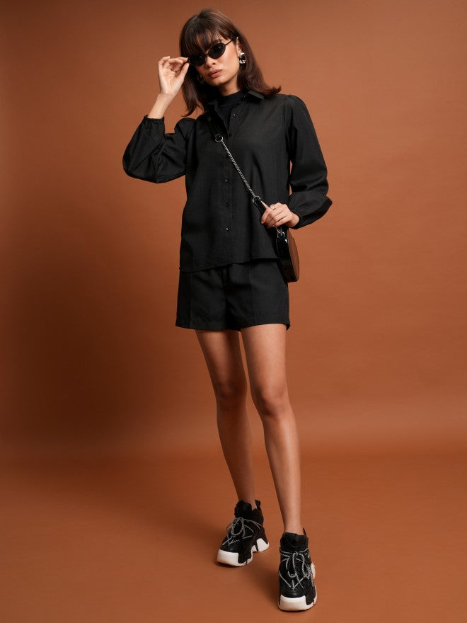 Tokyo Talkies Women Black Shirt With Short - Black - Image 2