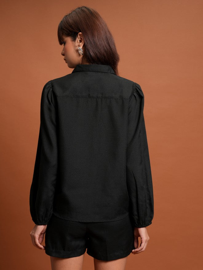 Tokyo Talkies Women Black Shirt With Short - Black - Image 3