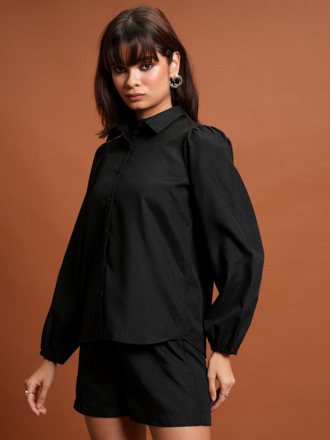 Tokyo Talkies Women Black Shirt With Short - Black - Image 4