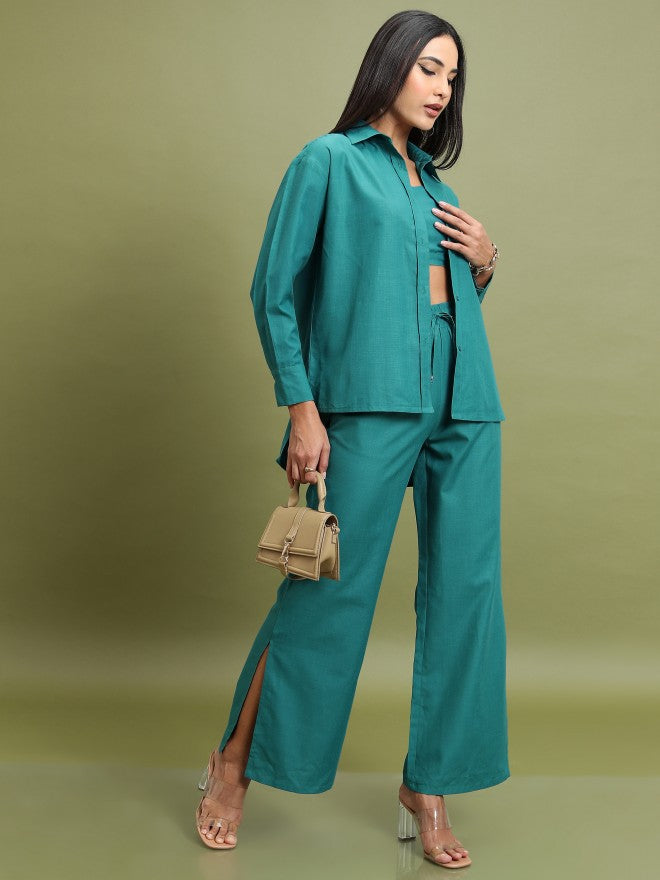 Tokyo Talkies Women Teal Top With Trouser - Teal - Image 2