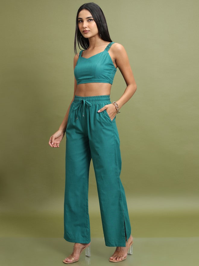 Tokyo Talkies Women Teal Top With Trouser - Teal - Image 4
