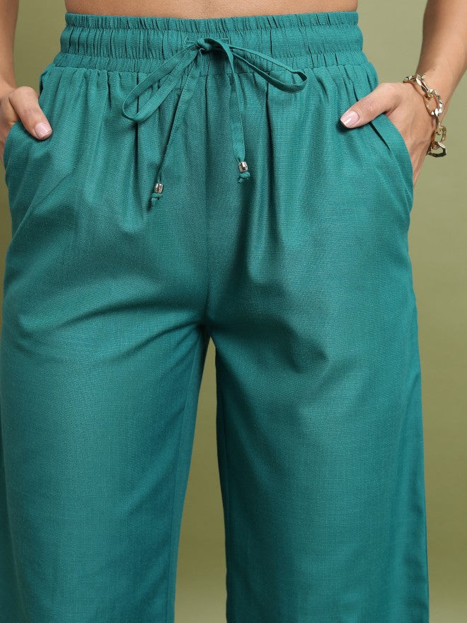 Tokyo Talkies Women Teal Top With Trouser - Teal - Image 6