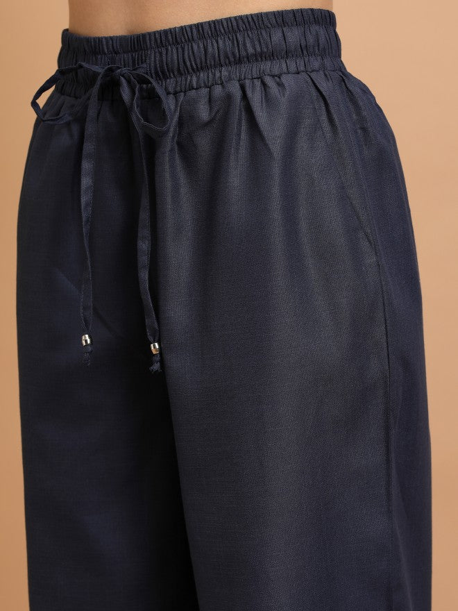 Tokyo Talkies Women Navy Blue Shirt With Trouser - Navy Blue - Image 6