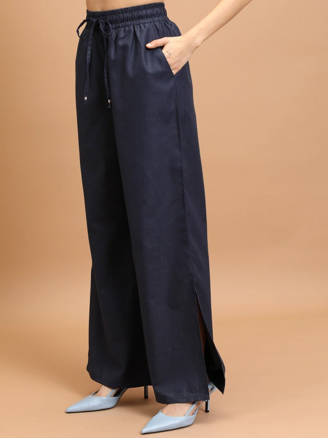 Tokyo Talkies Women Navy Blue Shirt With Trouser - Navy Blue - Image 7