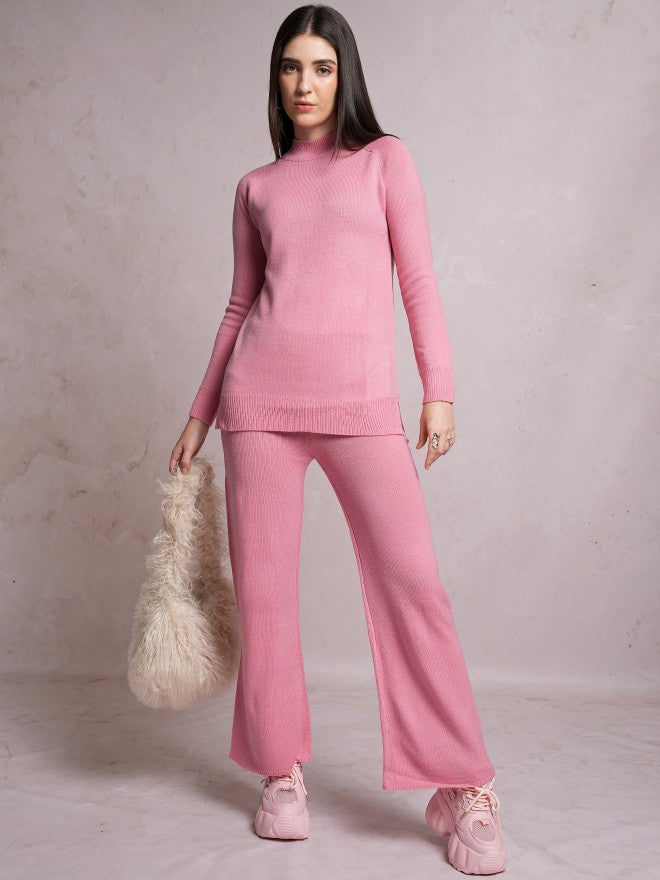 Tokyo Talkies Women Pink Sweater With Trouser - Pink - Image 1